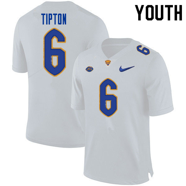 Youth #6 Tre Tipton Pitt Panthers College Football Jerseys Sale-White